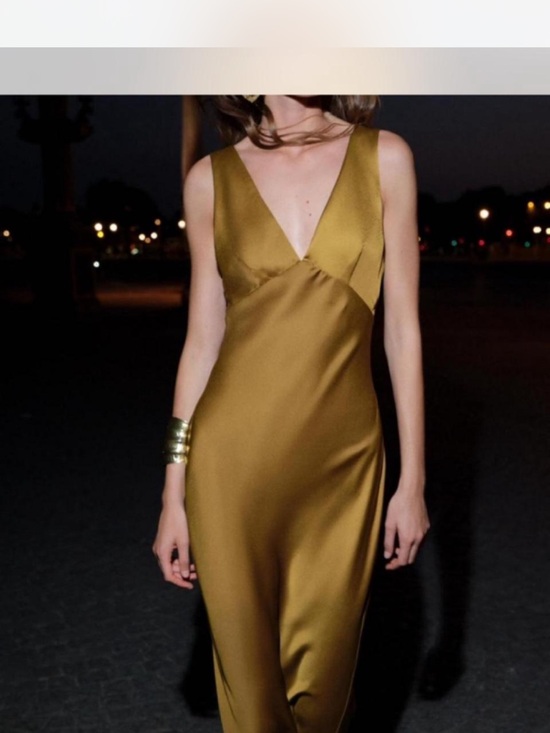 Zara Dresses & Skirts - Zara Olive Green Satin Slip Dress